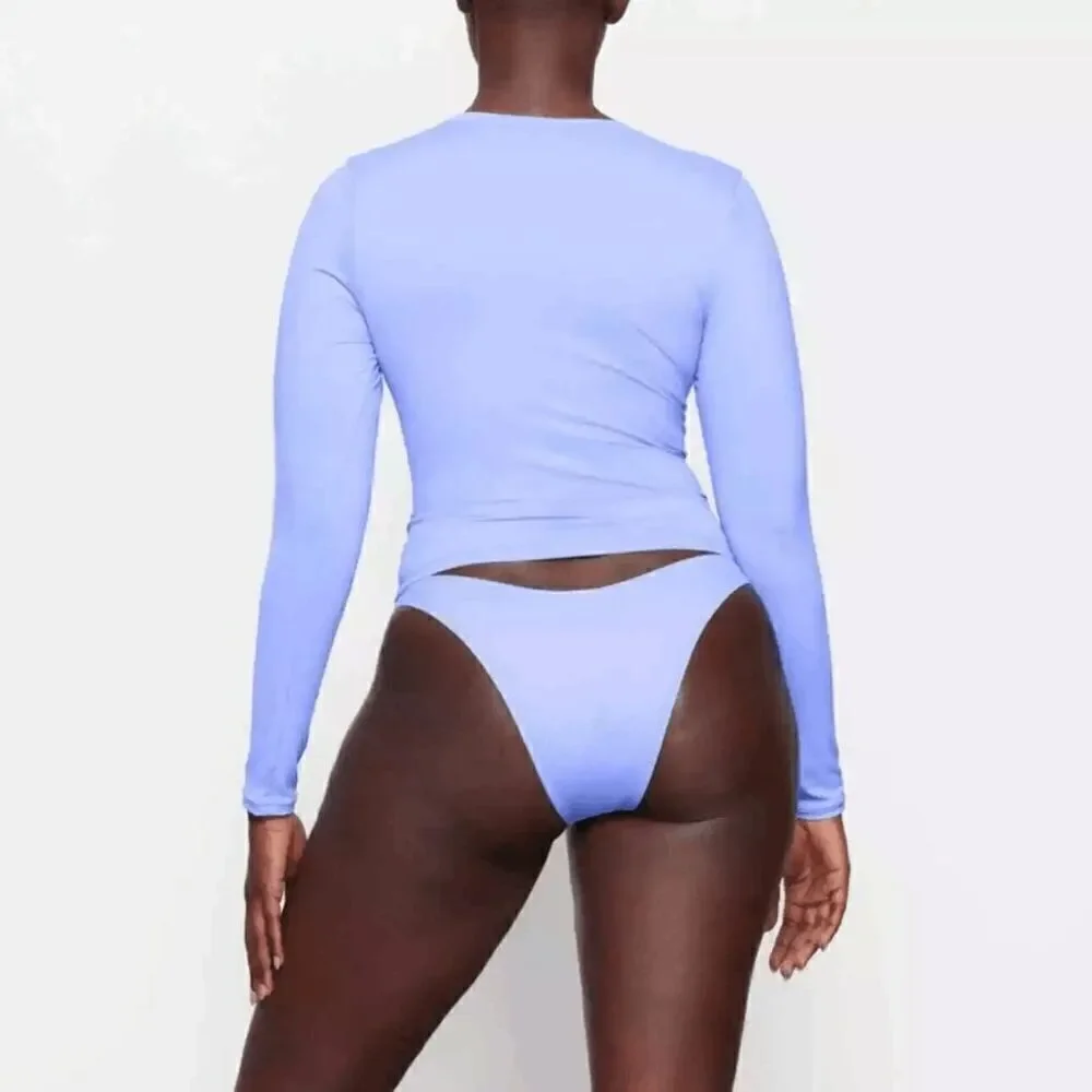SKIMS Periwinkle Pastel Purple Long Sleeve Swim Rash Guard Top 2X